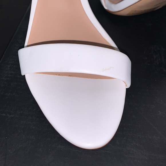 Inc International Concepts Open Toe Ankle Strap Block Heel White - Picture 7 of 9